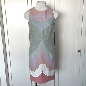 VALENTINO GARAVANI MULTICOLORED PASTEL LINEN DRESS SIZE 8